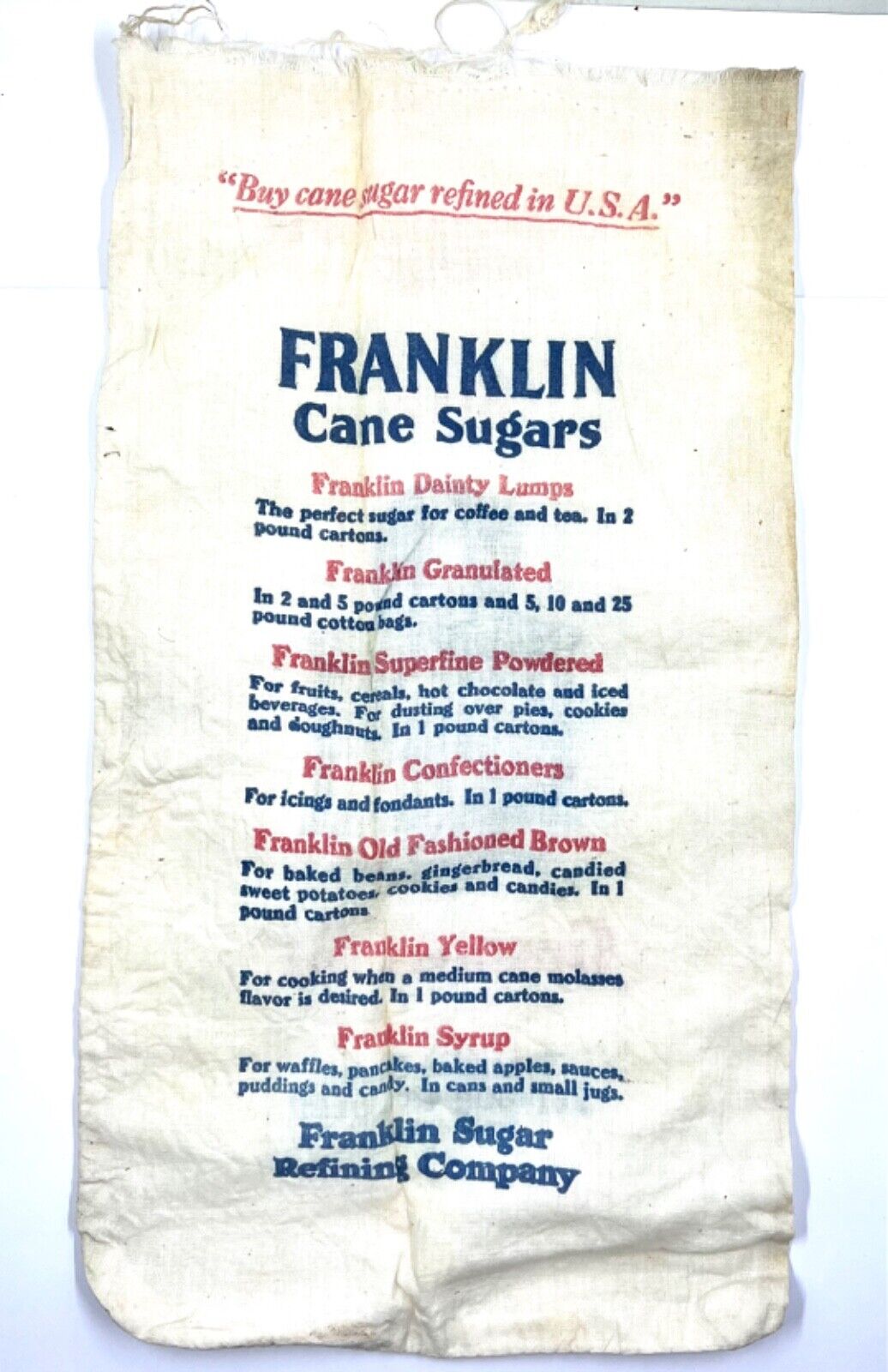 Vintage Franklin Sugar Refining Co Philadelphia Advertising 5 Lb Sack