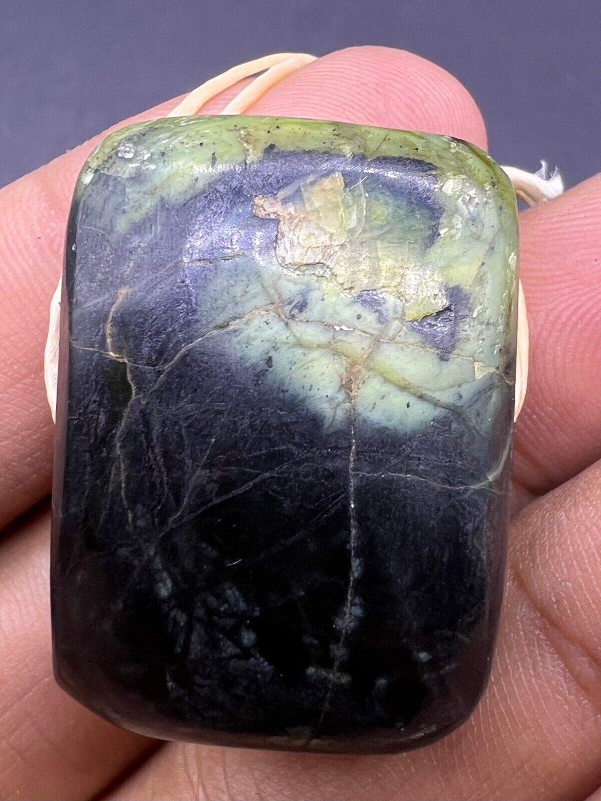 Rare Authentic Old Natural Nephrite Jade Stone Bead From Central Asia