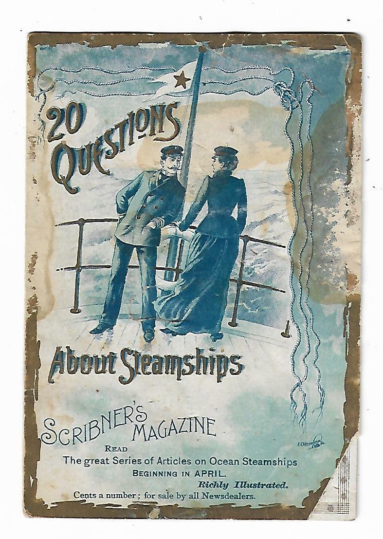 1880\'s Scribner\'s Magazine AD 20 Questions Steamships Ocean Passenger Travel