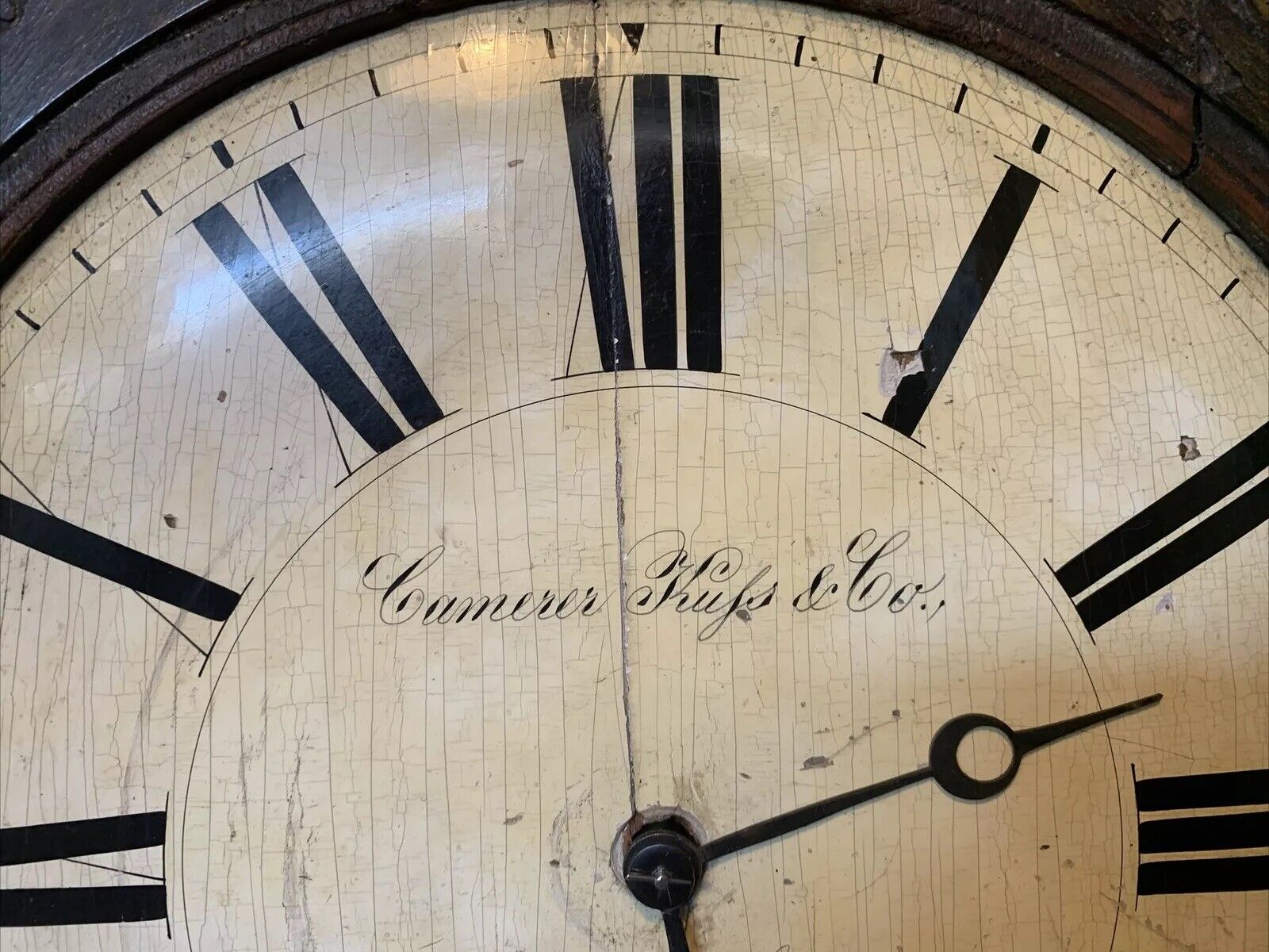 Camerer Kuss Brass Inlaid Drop Wooden Dial Black Forest Wall Clock 