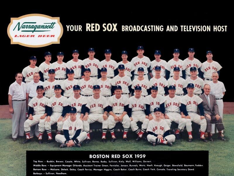 1959 Narragansett Beer Red Sox Team Pic NEW Metal Sign: LARGE SIZE 12 X 16