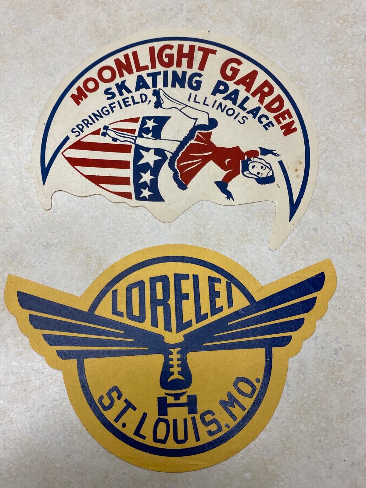 2 1930's Skating Rink Decals - St. Louis & Springfield Illinois