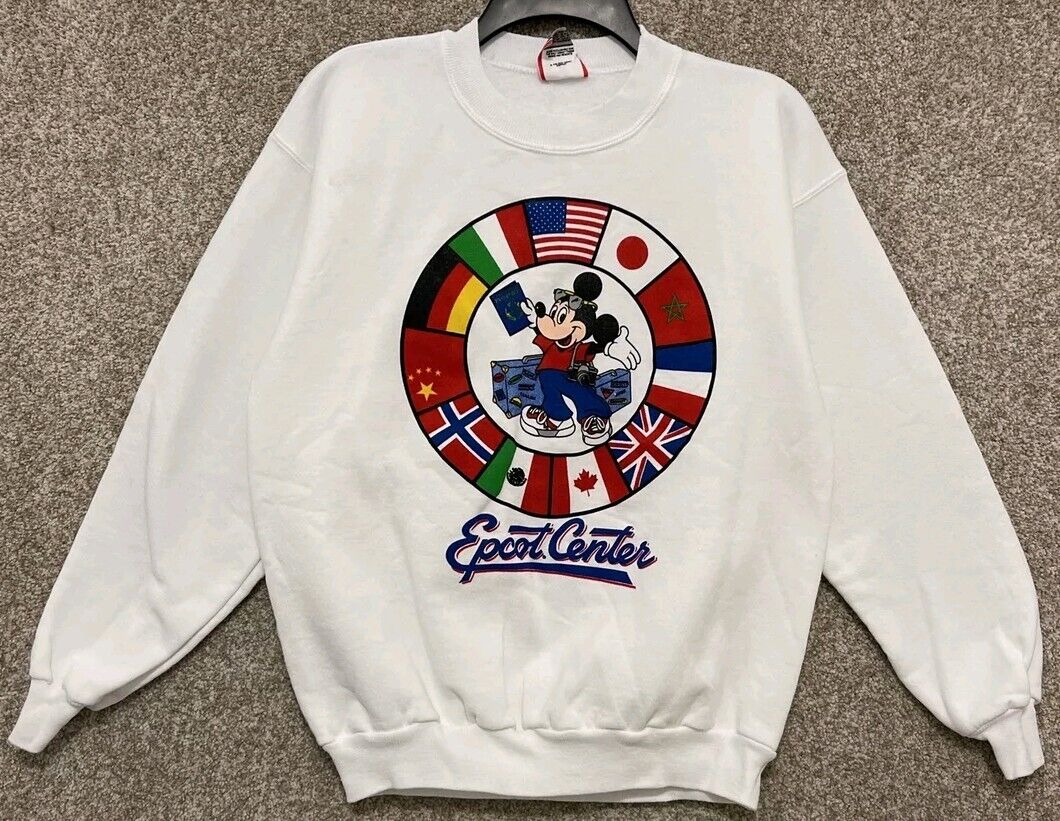 Vintage Walt Disney World Mickey Mouse World Showcase Sweatshirt Size Medium USA