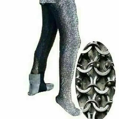 Armor-Chain-mail 9mm Medieval leggings Round Riveted With Flat Washers Oiled
