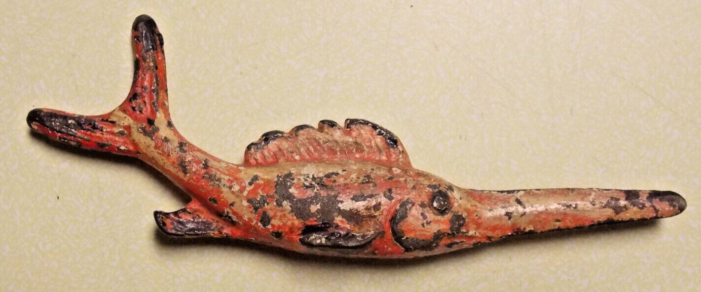 Scarce Antique Cast Iron Painted Figural Bottle Opener Sawfish