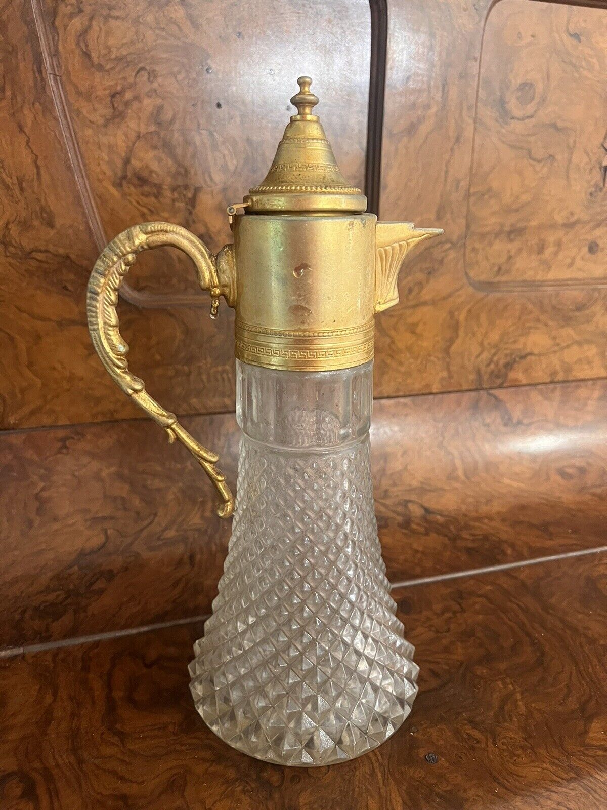 Debbie Reynolds Estate: pressed glass pitcher with silver plated Lidded Spout