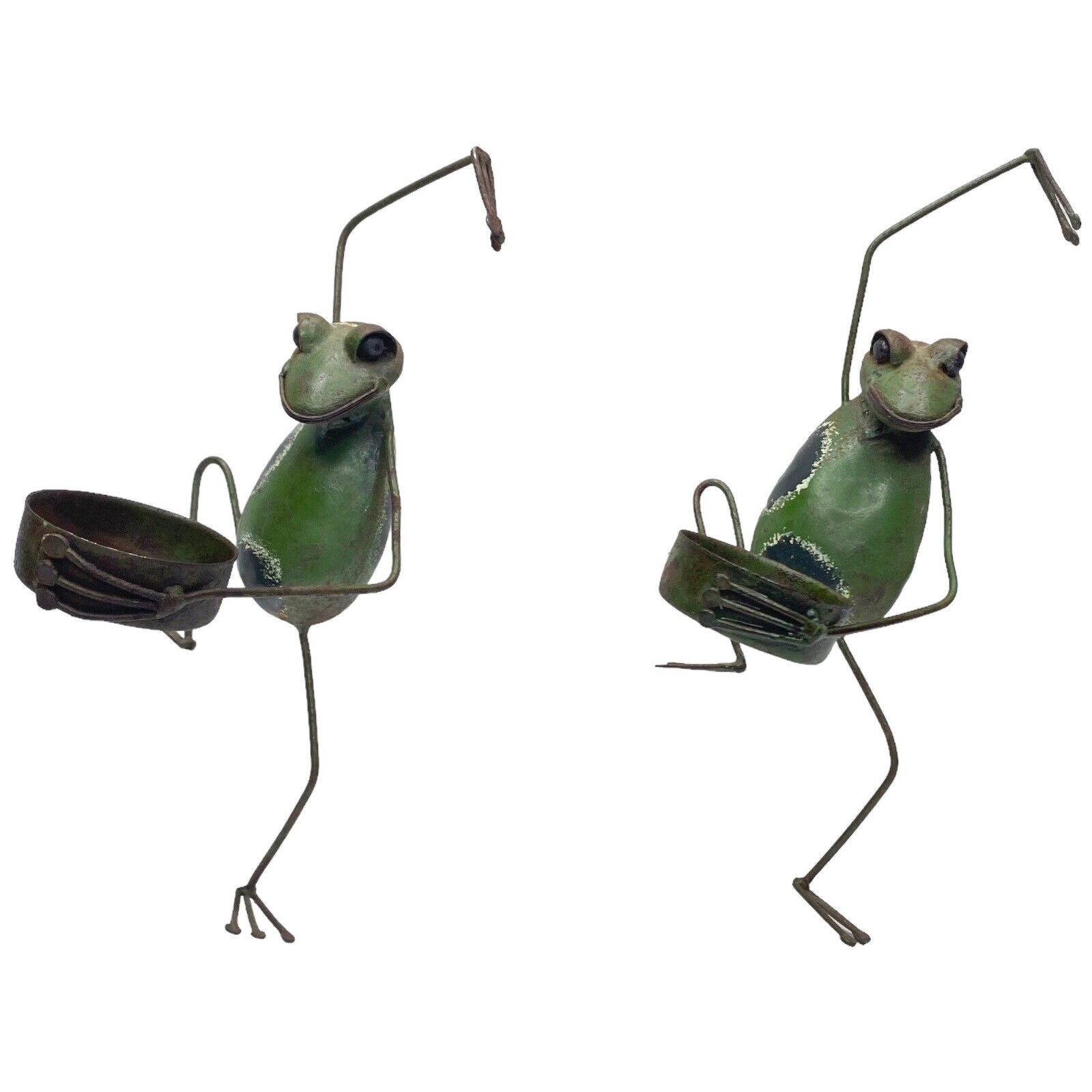 Pair of Metal Frog Hanging Candle Holders