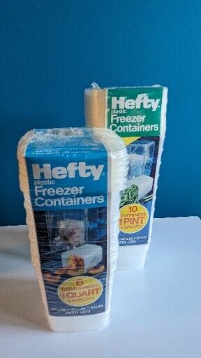 Vintage 1981 Hefty Freezer Containers 6 Boxes Quart (1)  & 10 Pint (1) NOS NIP