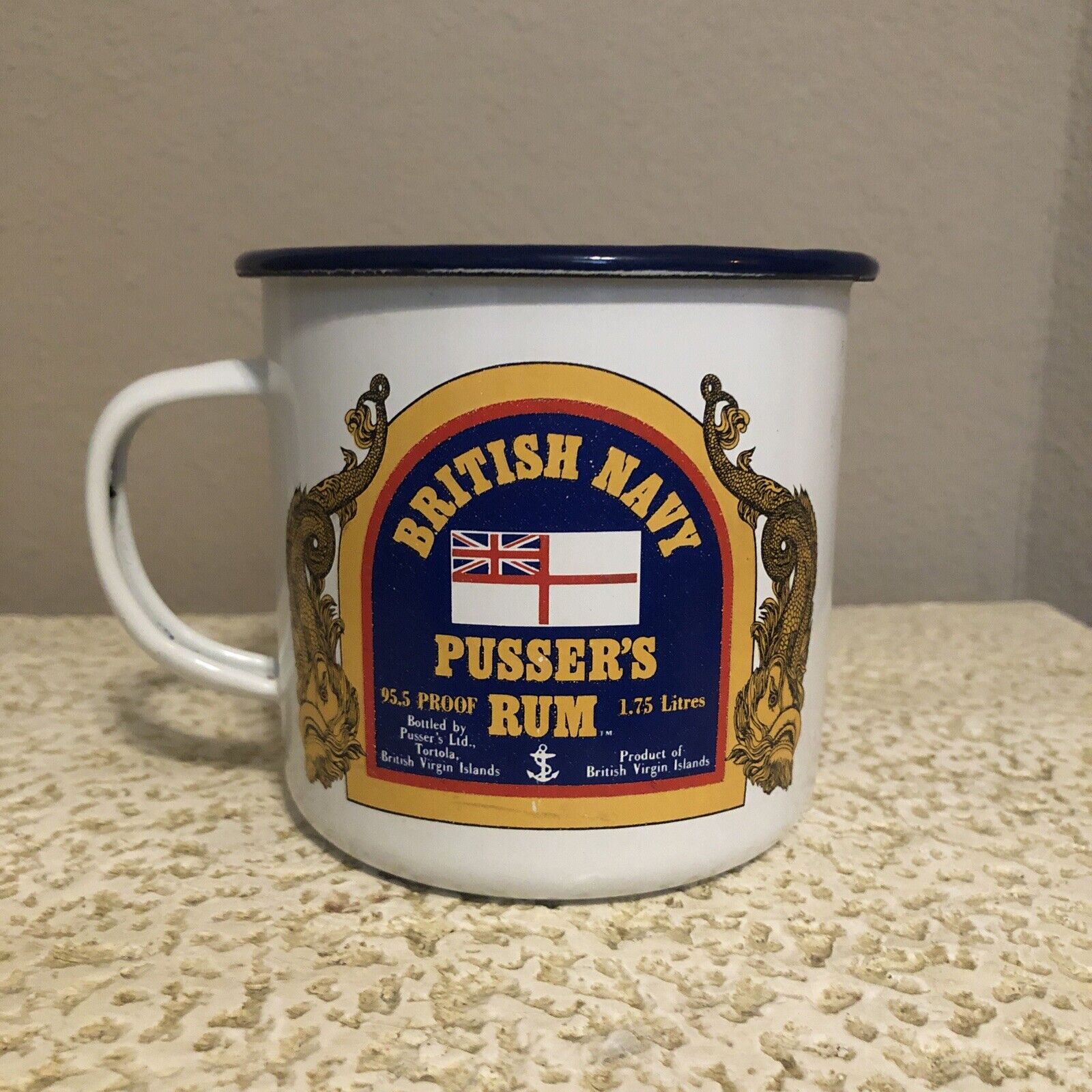 British Navy Pusser\'s Rum Mug Traditional Nautical Ship Tin Cup 3 1/2\