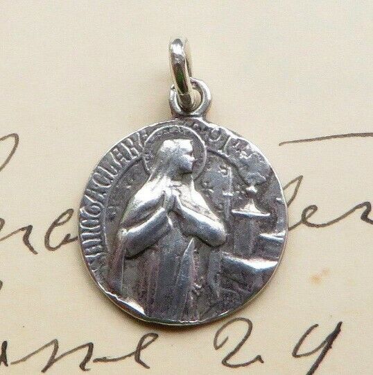 St Clare / Claire of Assisi - Sterling Silver Antique Replica