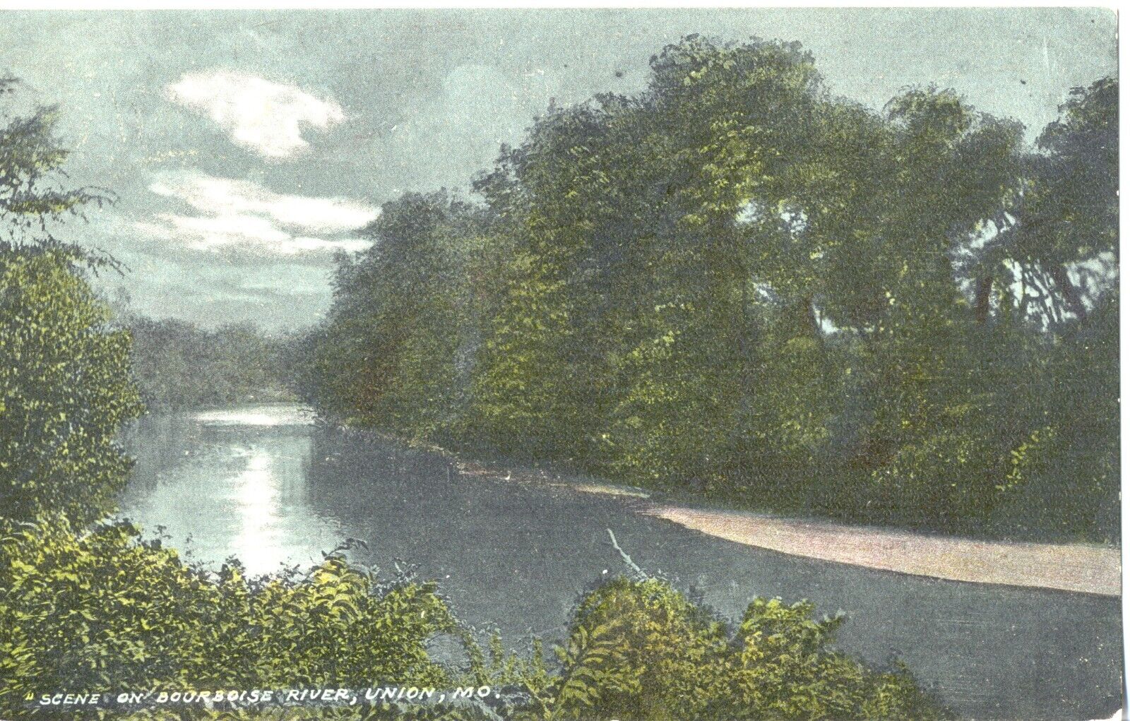 Night Scene on Bourboise River, Union, Mo. Missouri Postcard #193305