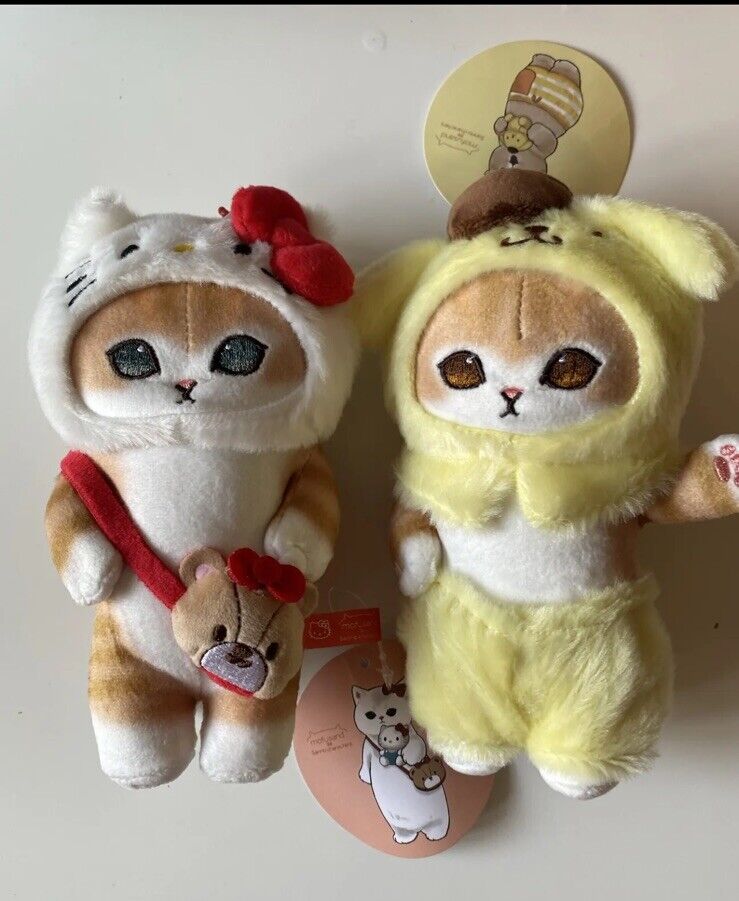 New mofusand x Sanrio Characters Plush doll  Pompompurin Hello Kitty Keychain