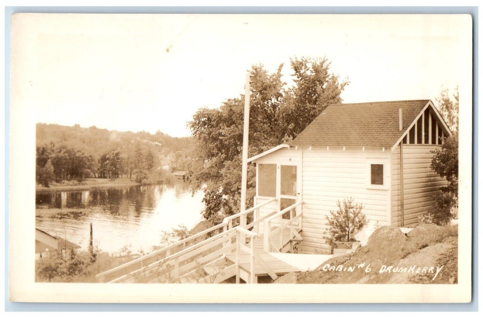 c1930's Cabin # 6 Drumkerry Lake Scene Maine ME Vintage RPPC Photo Postcard