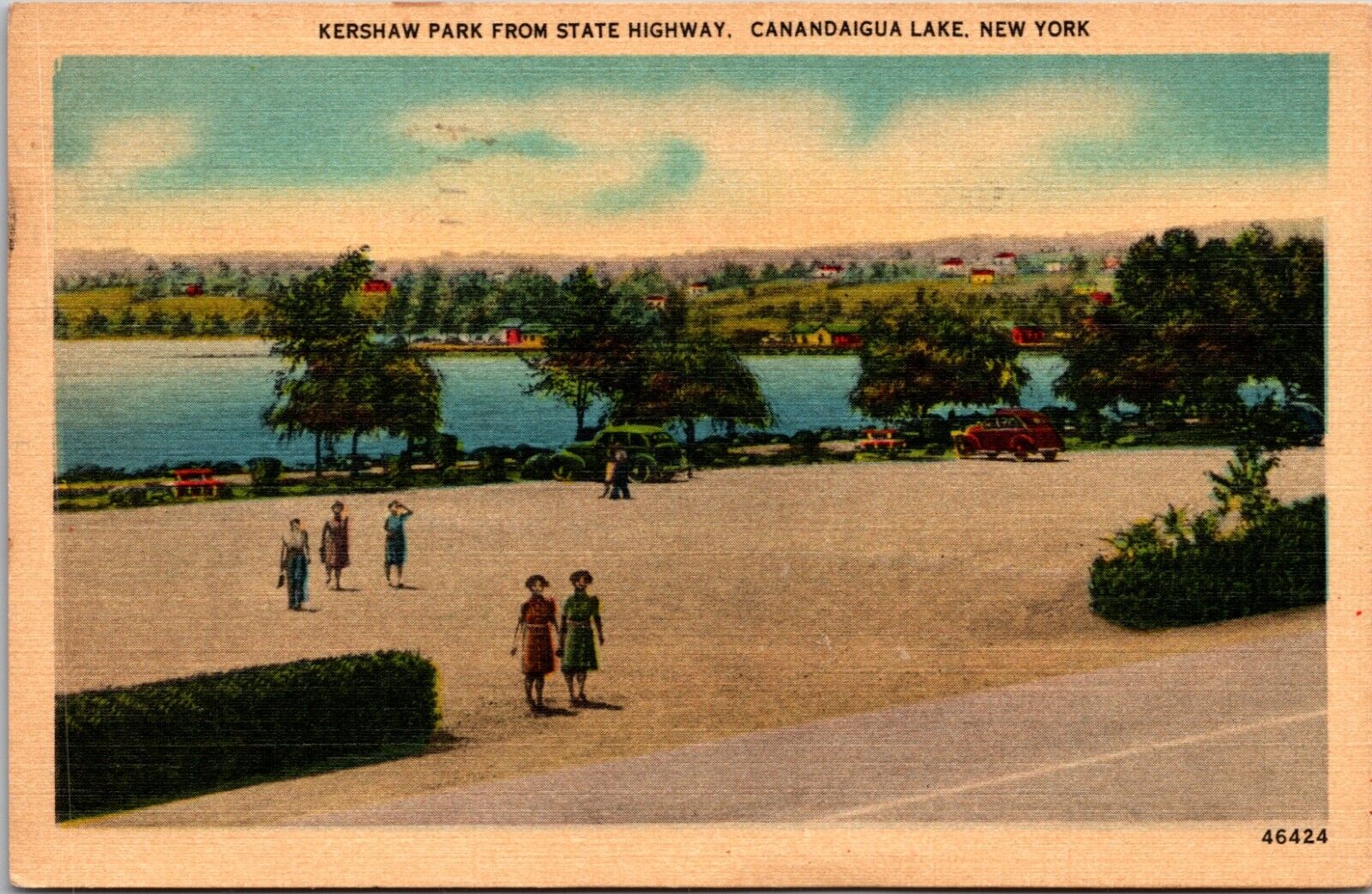 Kershaw Park From State Highway Canandaigua New York NY Linen Postcard L61