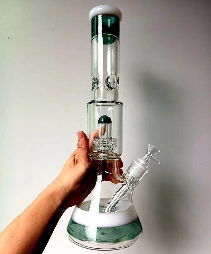 Turquoise 18mm bong with bowl piece. High quality custom beaker. 14 inch