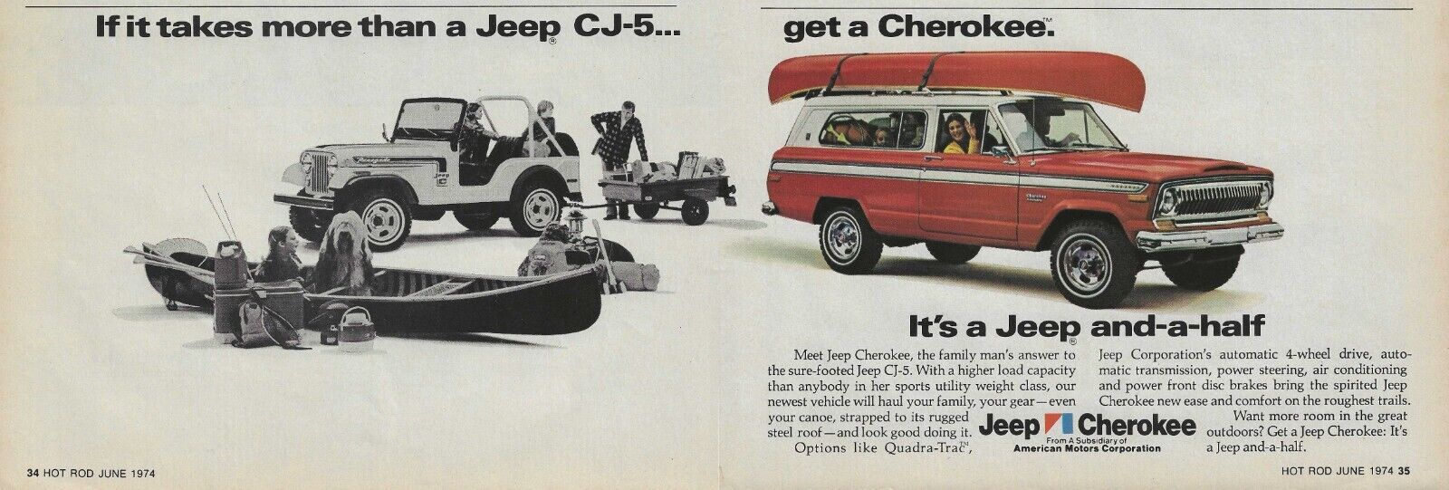 1974 Jeep Renegade CJ5 Cherokee SJ Ad 4X4 Vintage Magazine Advertisement 74 CJ 5