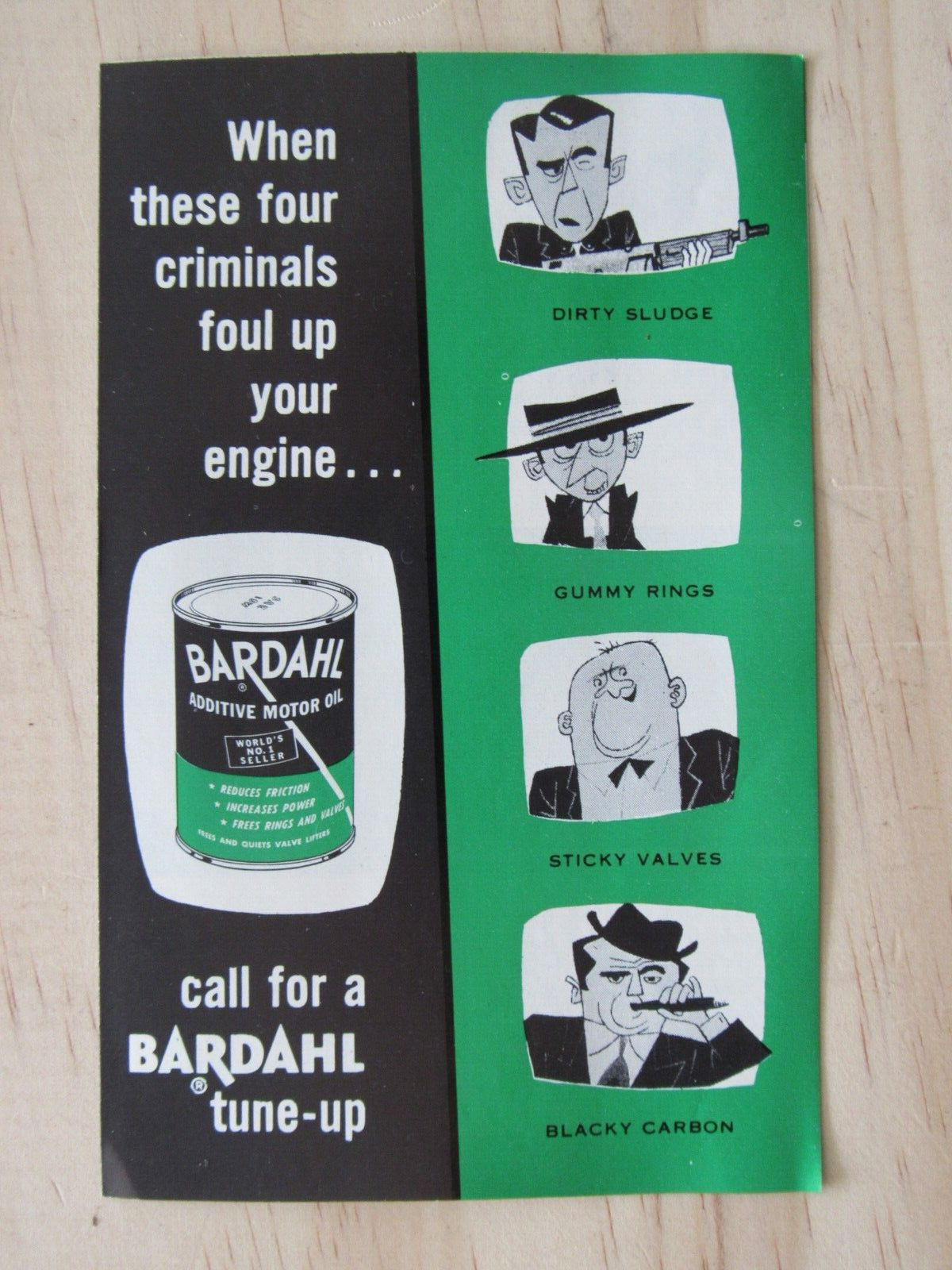 UNUSED Vintage BARDAHL OIL Advertising Sales Brochure With The Crime Gang