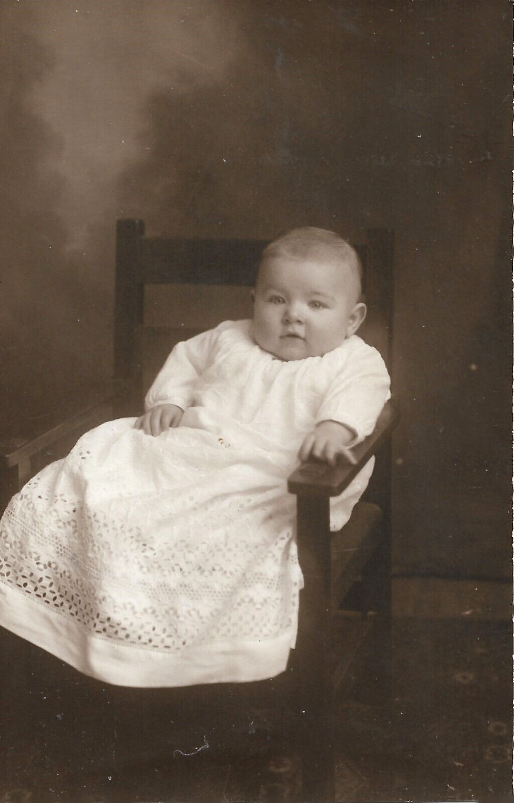 Baby Real Photo Postcard RPPC Sitting Studio Posed Early 1920s Vintage