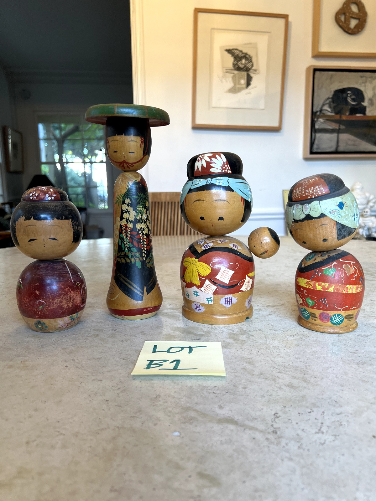 Lot Of 4 Vintage Japanese Kokeshi Dolls