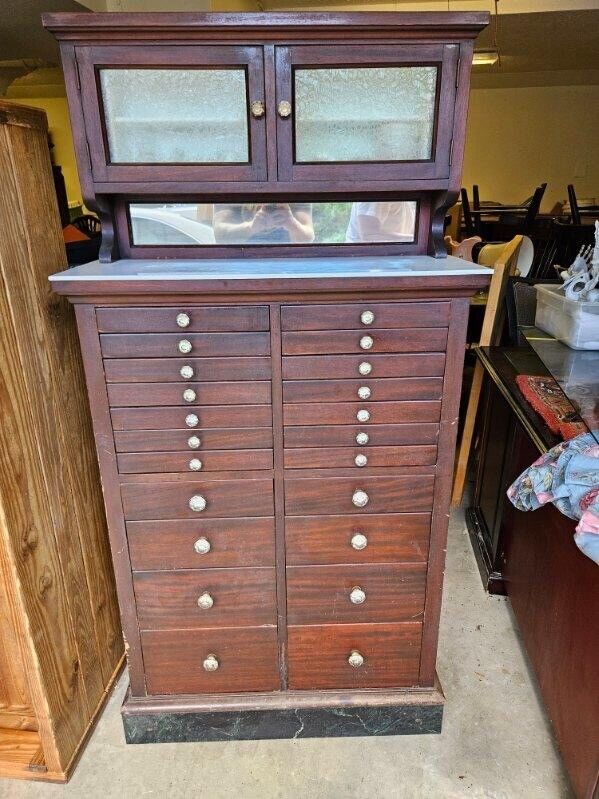 💯Storage Cabinet-Dental  Antique 1920s With Tools And Trays💯