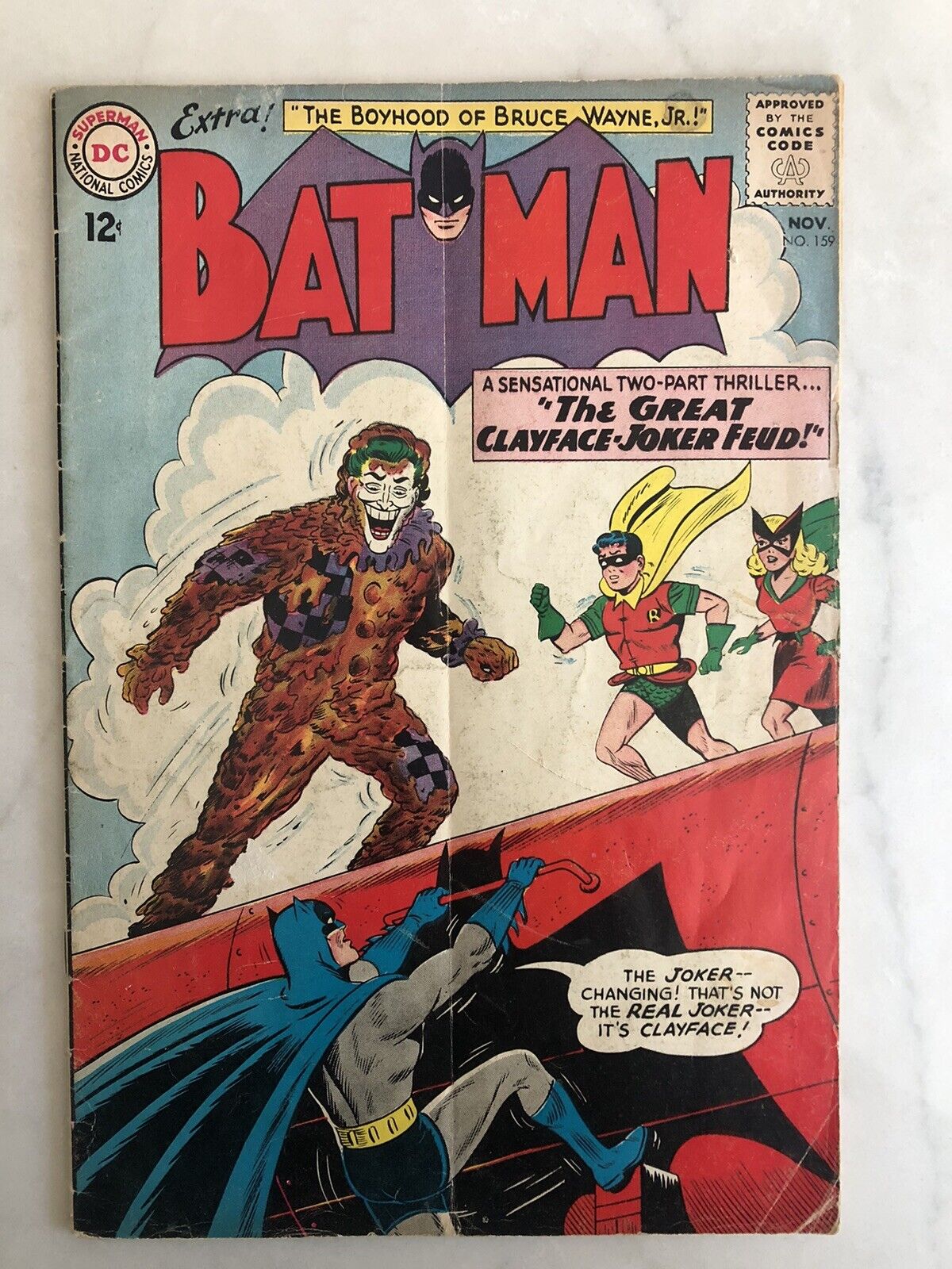 BATMAN #159 - Joker - Clayface - DC comics 1963 - silver age