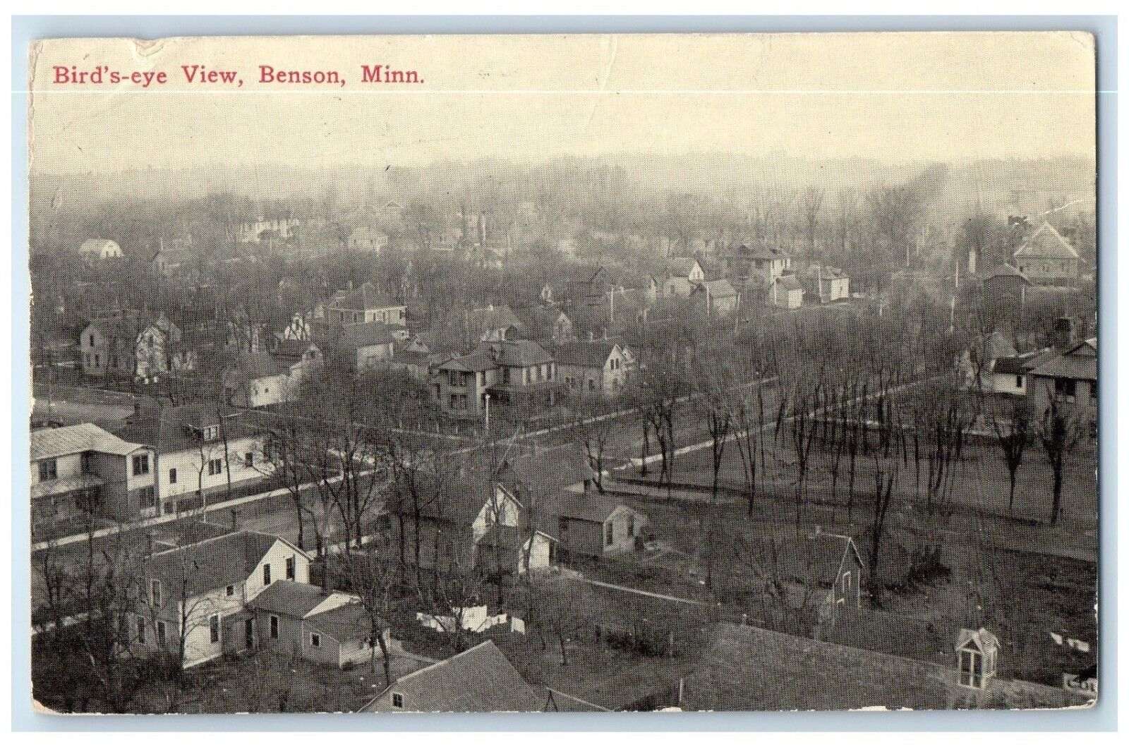 1913 Birds Eye View Exterior Building Benson Minnesota Vintage Antique Postcard