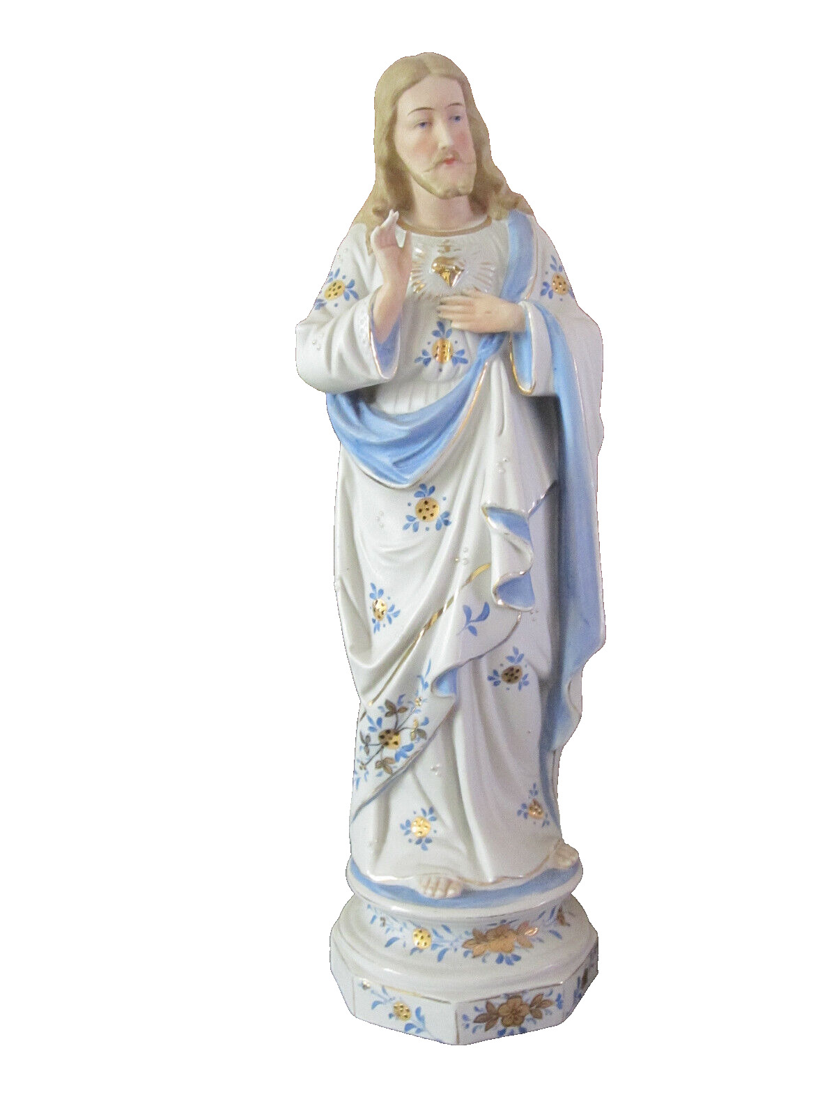 OUR LORD JESUS  THE HOLY HART  ANTIQUES FRENCH BISQUE PORCELAIN