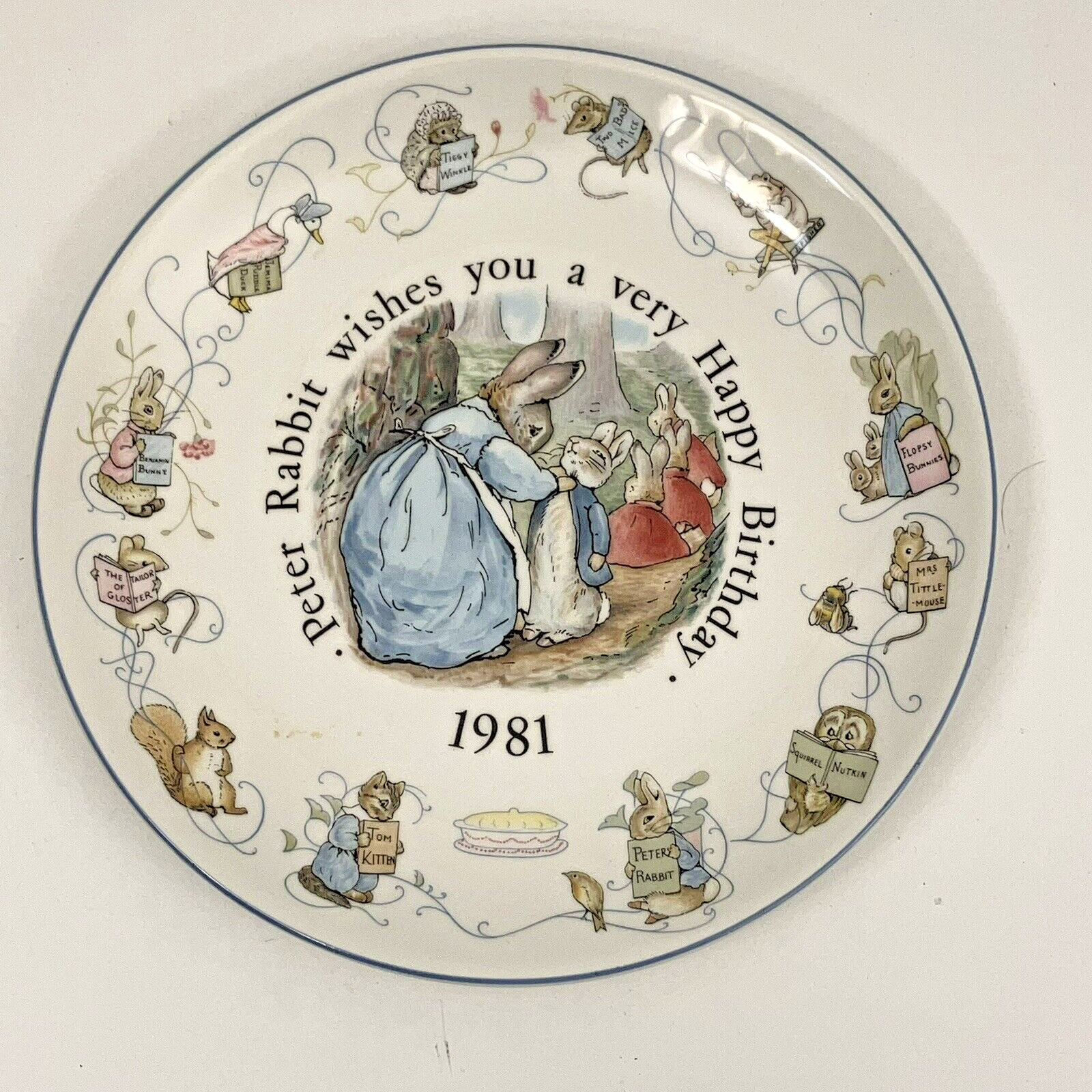 Wedgwood Peter Rabbit Happy Birthday Plate 1981 Beatrix Potter