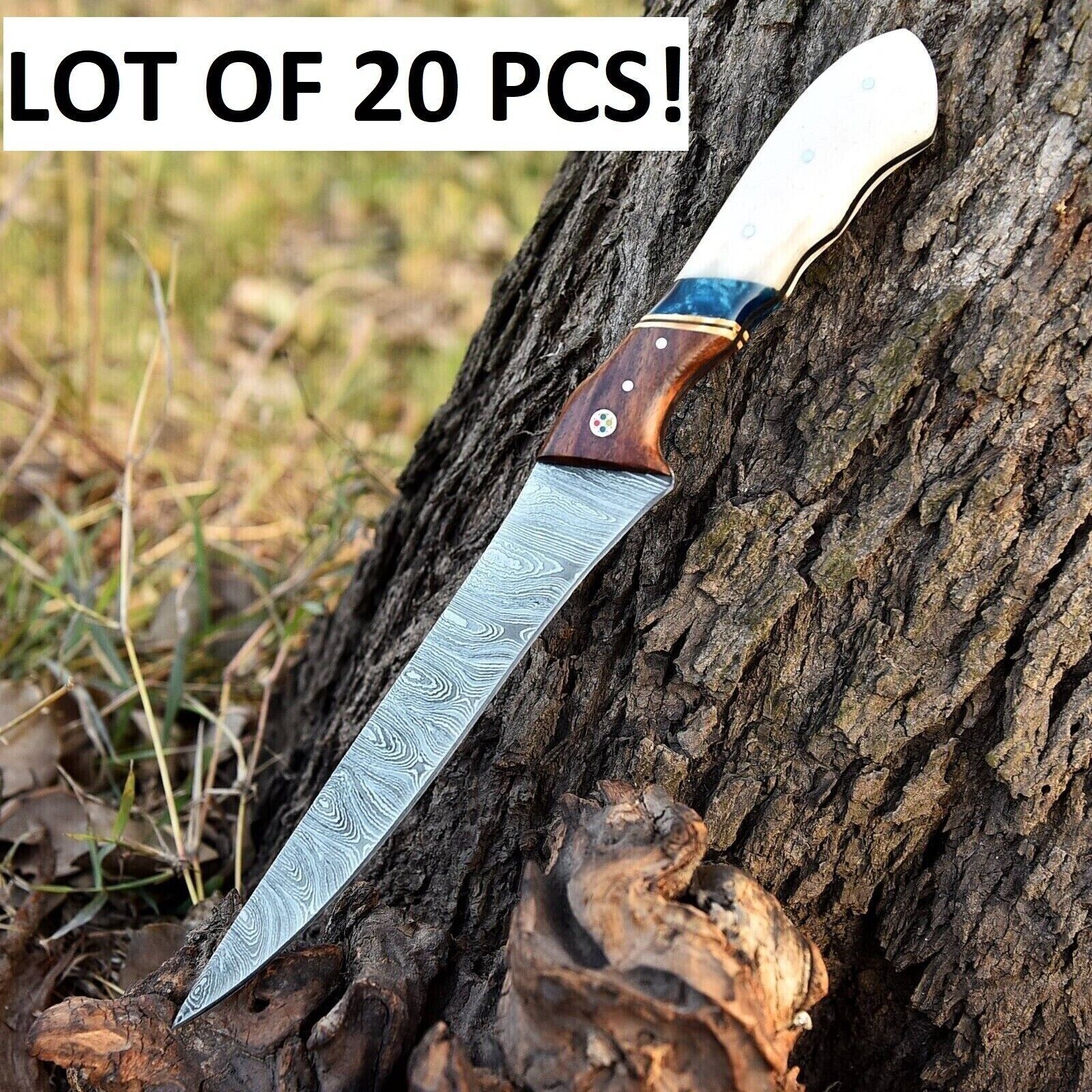 20 PCS LOT Handmade DAMASCUS STEEL KNIVES Hunting Fillet BONING SKINNING KNIVES