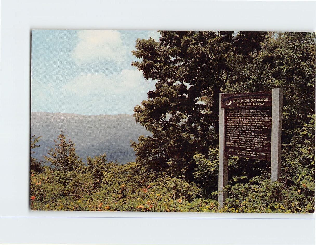 Postcard Mile High Overlook Blue Ridge Parkway USA
