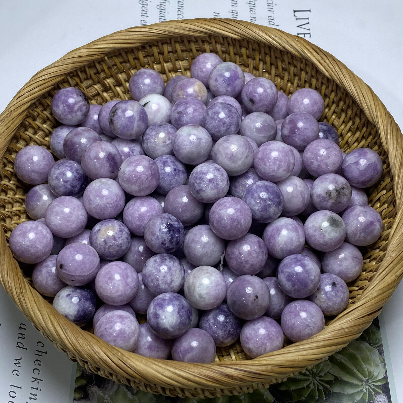 100pc Wholesale Natural Purple mica Ball Quartz Crystal Reiki Healing 20mm