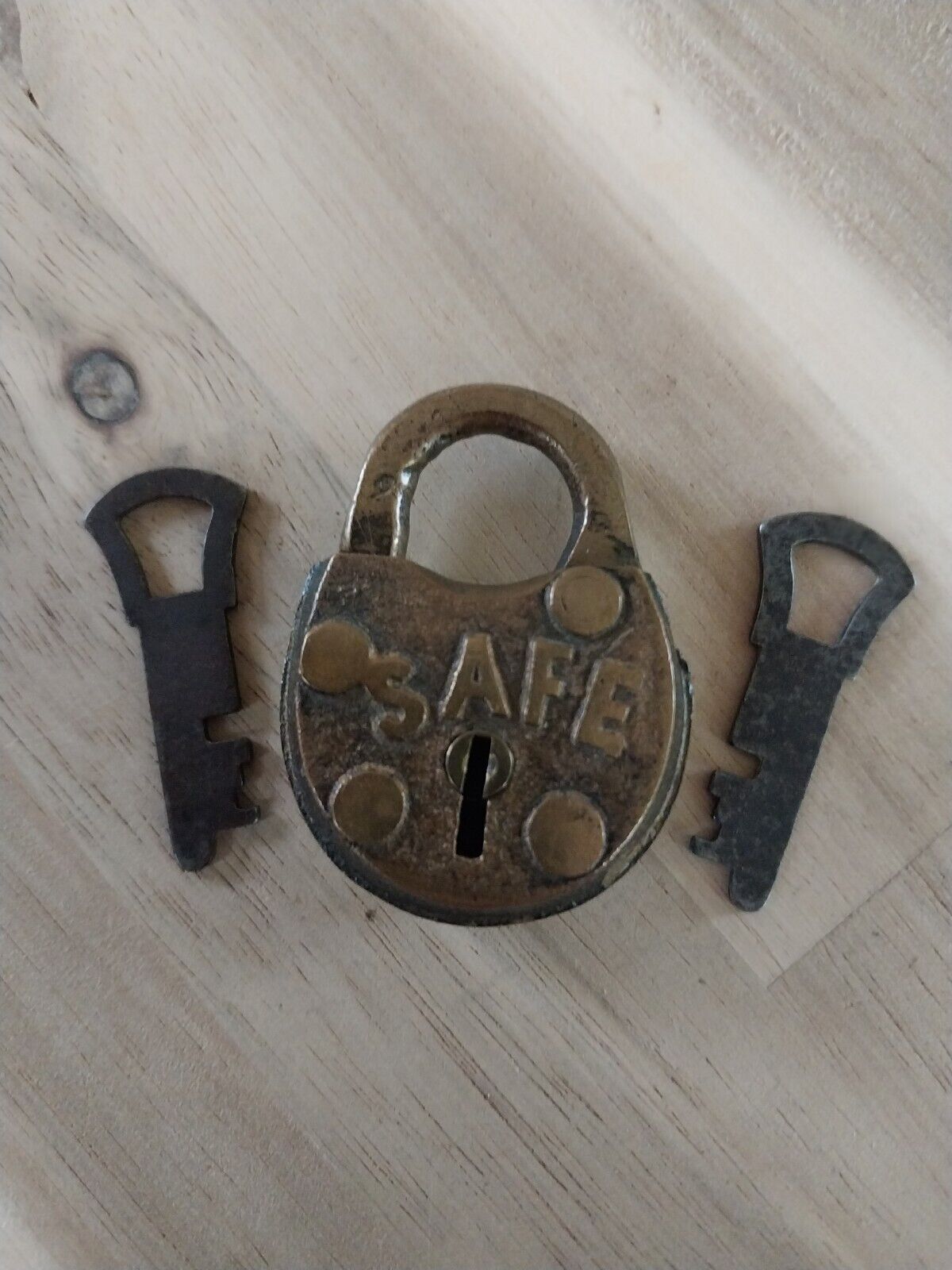 Rare Antique Brass Safe Lock Padlock