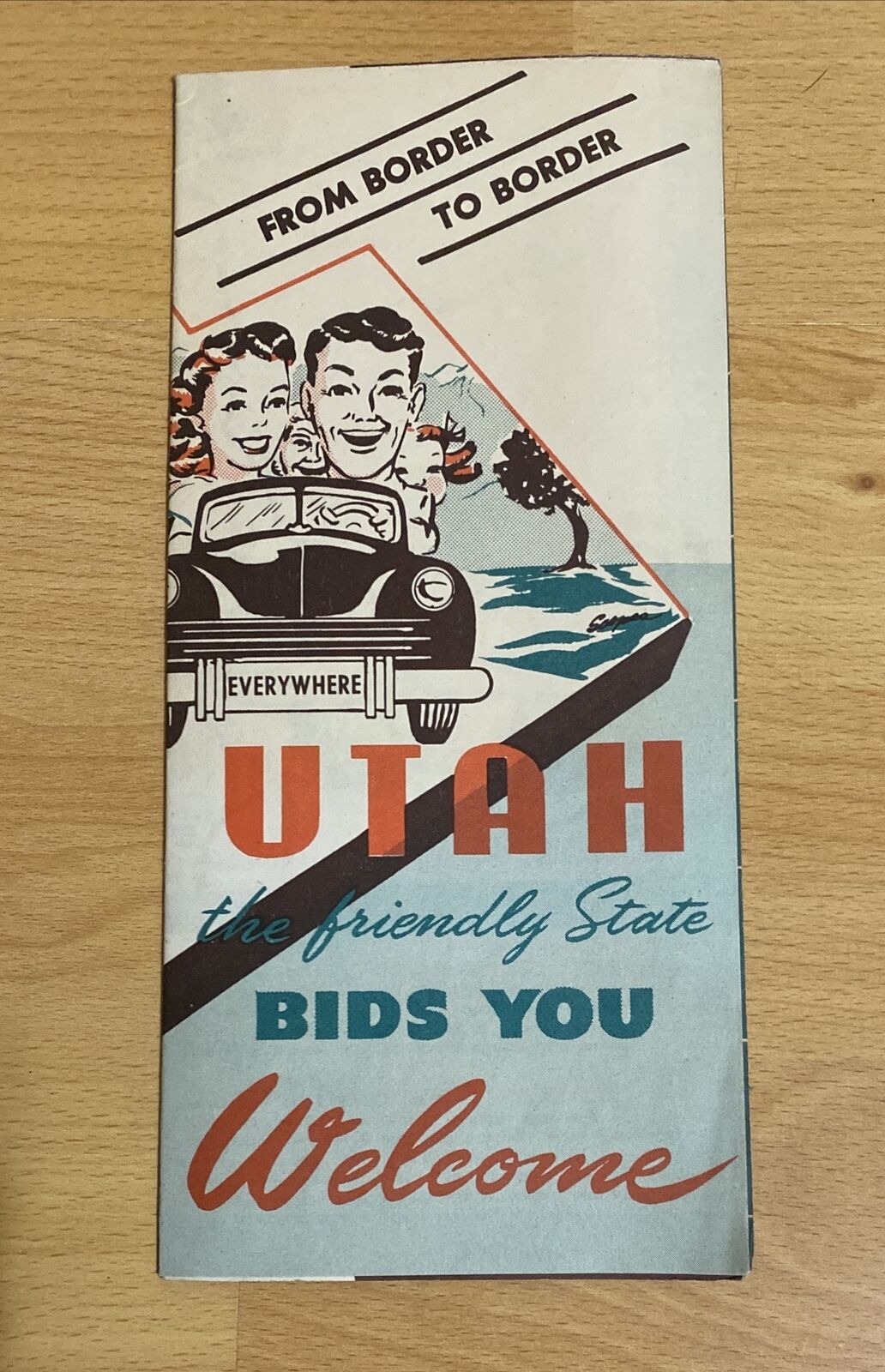 Vintage 1950s Utah Highway Map Scenic Guide The Friendly State Border To Border