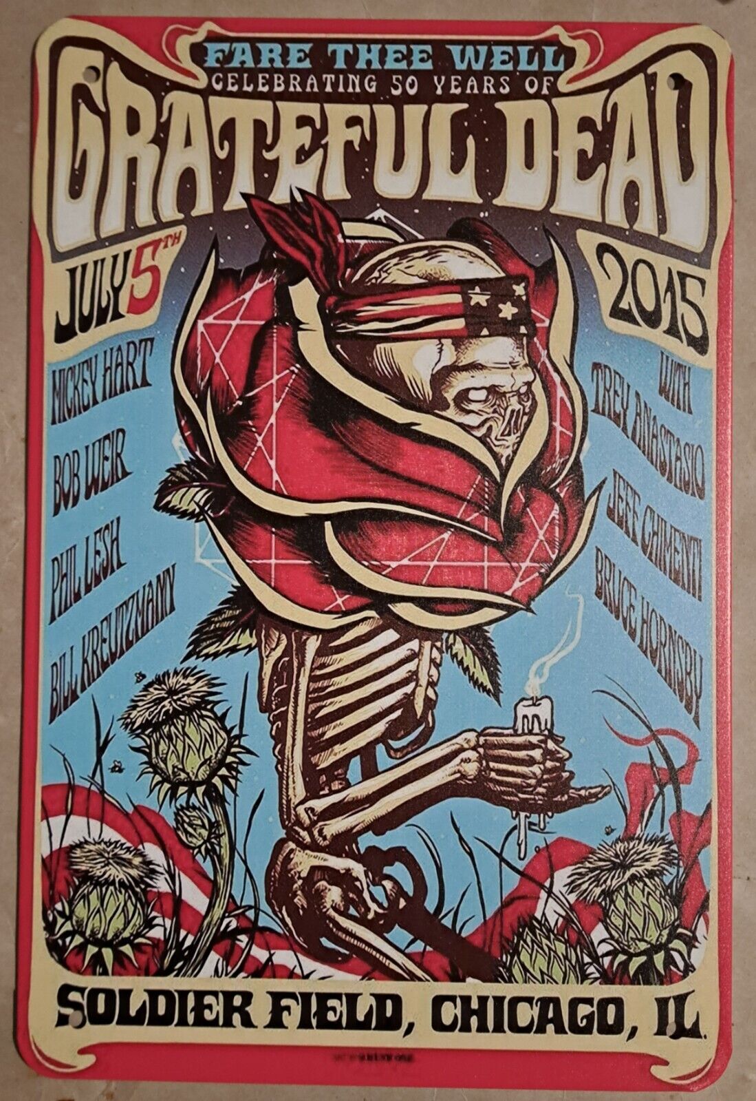 Fare Thee Well Celebrating 50 Years of Grateful Dead metal hanging wall sign