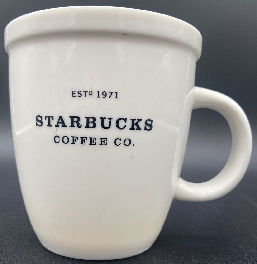 Starbucks 2001 Barista Mug Large Abbey White 16oz Ceramic Coffee Cup Est 1971