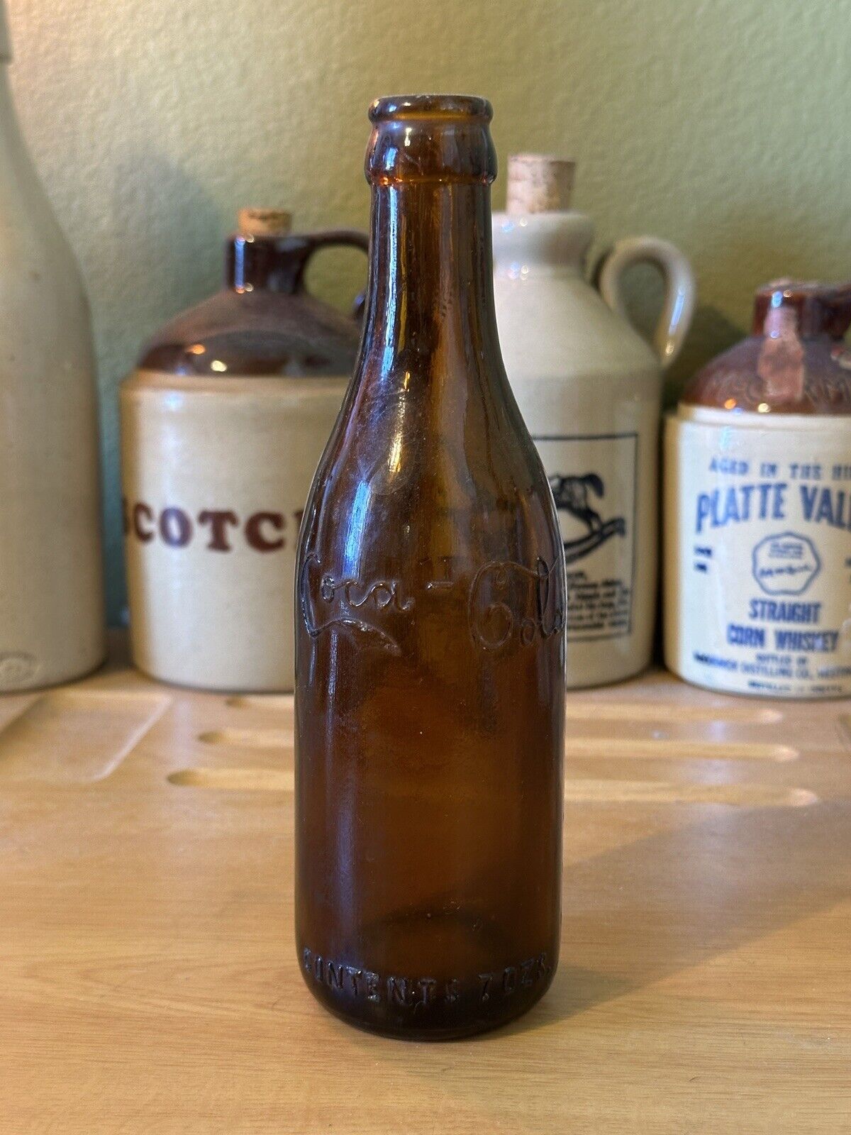 Antique Coca Cola Bottle Straight Sided Canton O. Amber Brown Soda