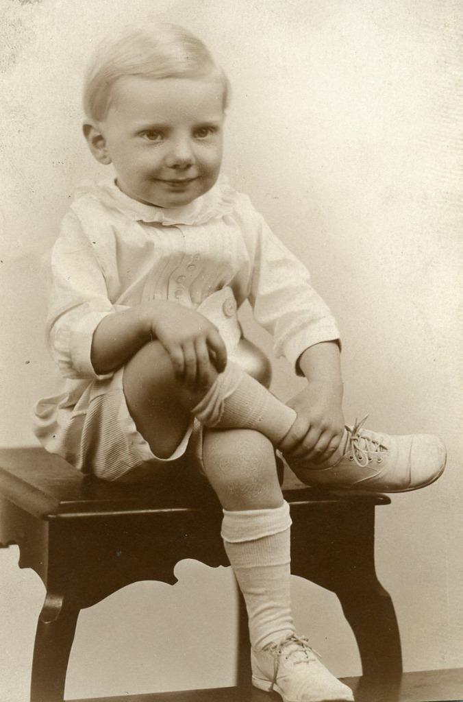 A664 RPPC Vtg Portrait Pre School Boy knee stockings blonde comb over c 1910