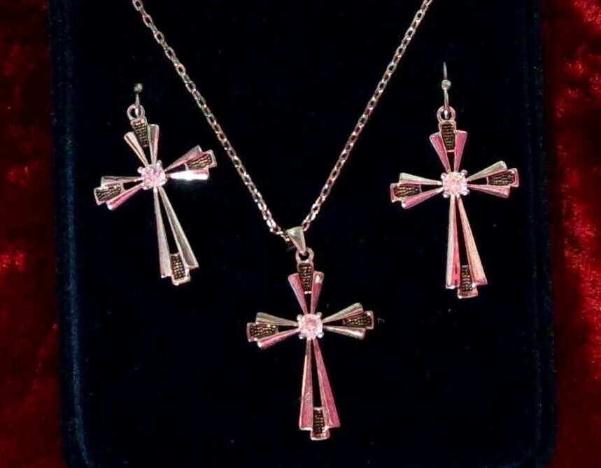 Silver Cross Earrings Matched Set Christian Religious Montana Silversmiths