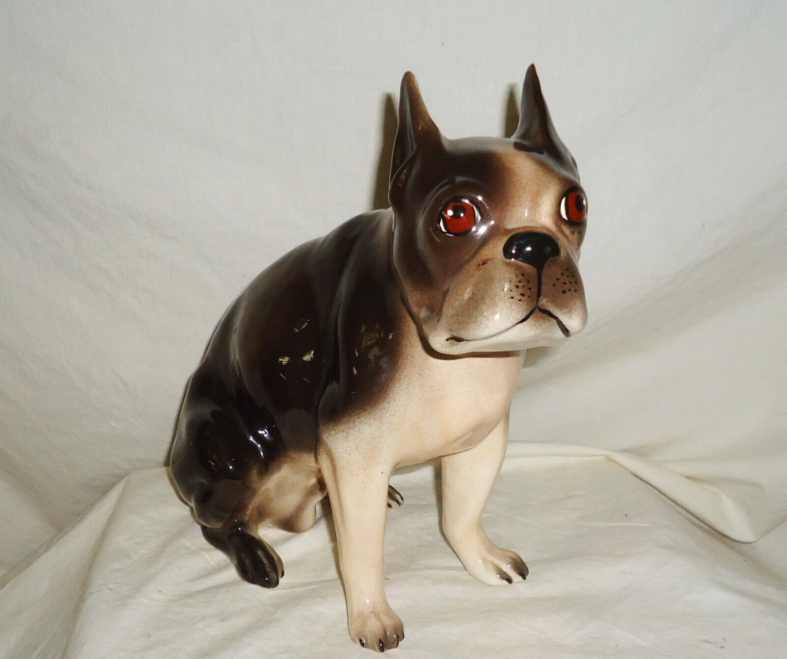 Vintage Boston Bull Terrier Dog Statue 11 inches tall High Finish Ceramic 