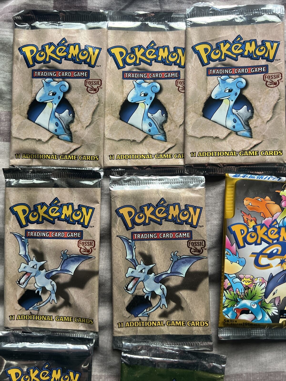 Authentic Original Pokémon TCG Complete Fossil Set Empty Booster Pack Wrappers