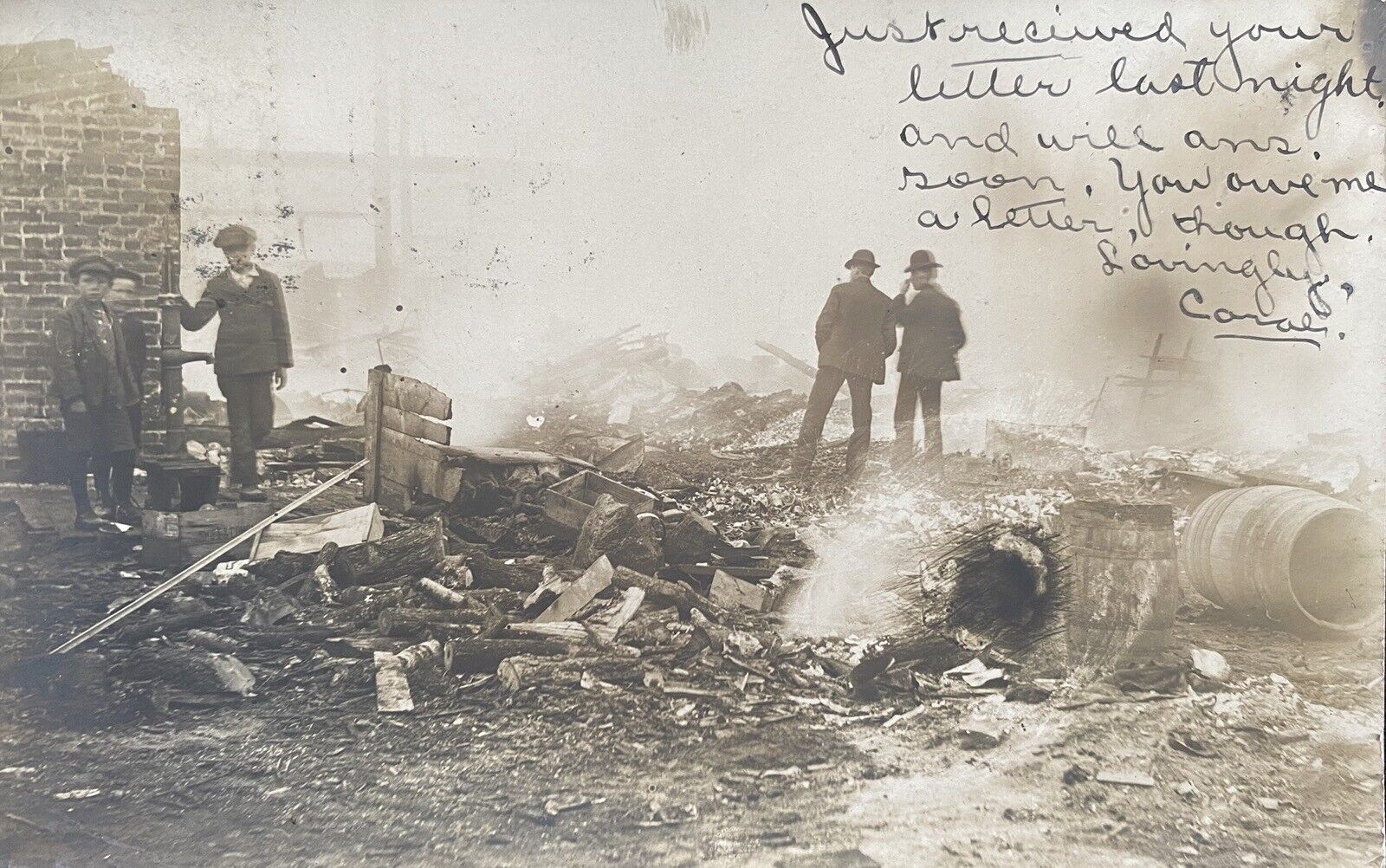 RPPC Larimore North Dakota ND Fire Ruins Photo Postcard 1906 Grand Forks Co.