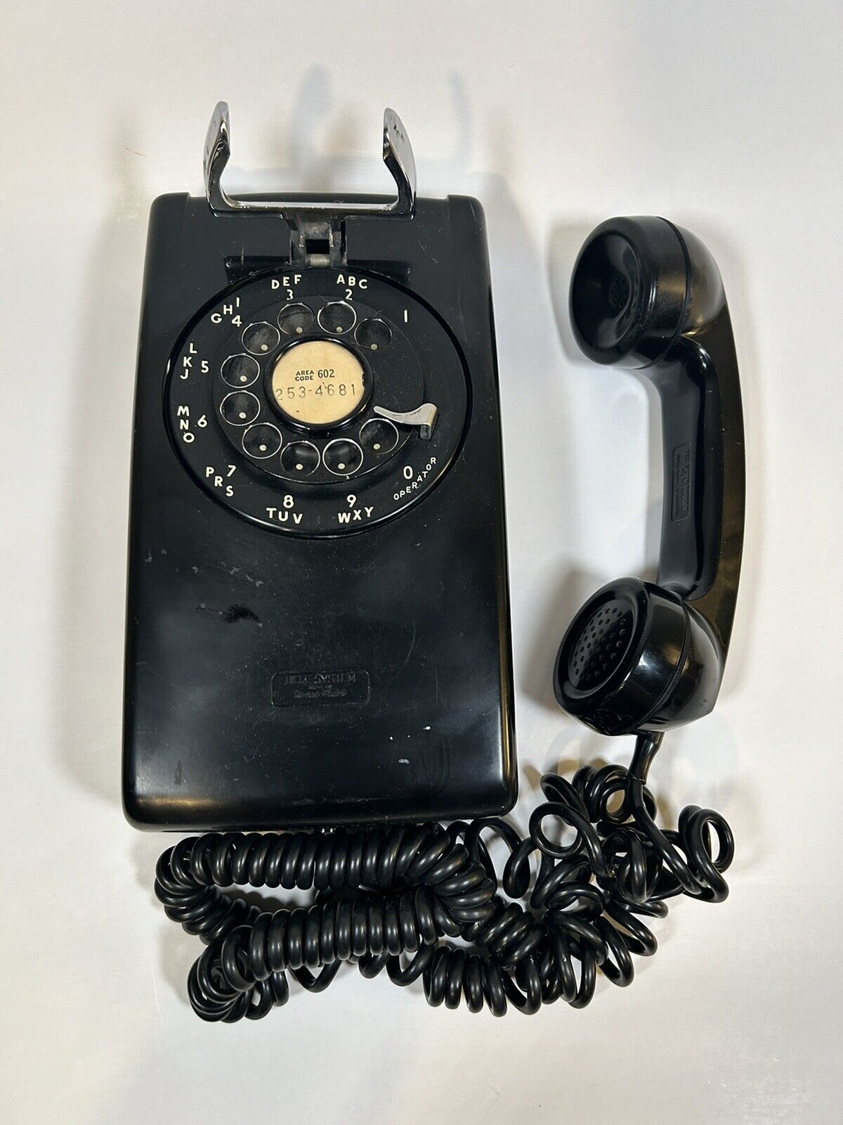 Vintage Bell System Western Electric 554 A/B Rotary Dial Wall Telephone Black