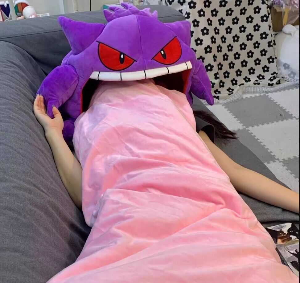 Anime Gengar Break Blanket Sleeping Long Tongue 55\'\' Plush Toy Thick Nap Pillow
