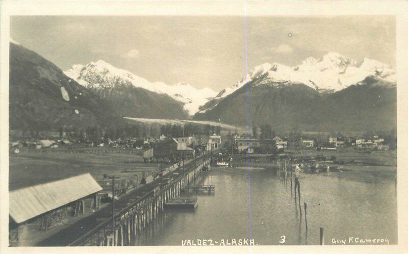 Birdseye View Valdez Alaska 1920s RPPC Photo Postcard 7179