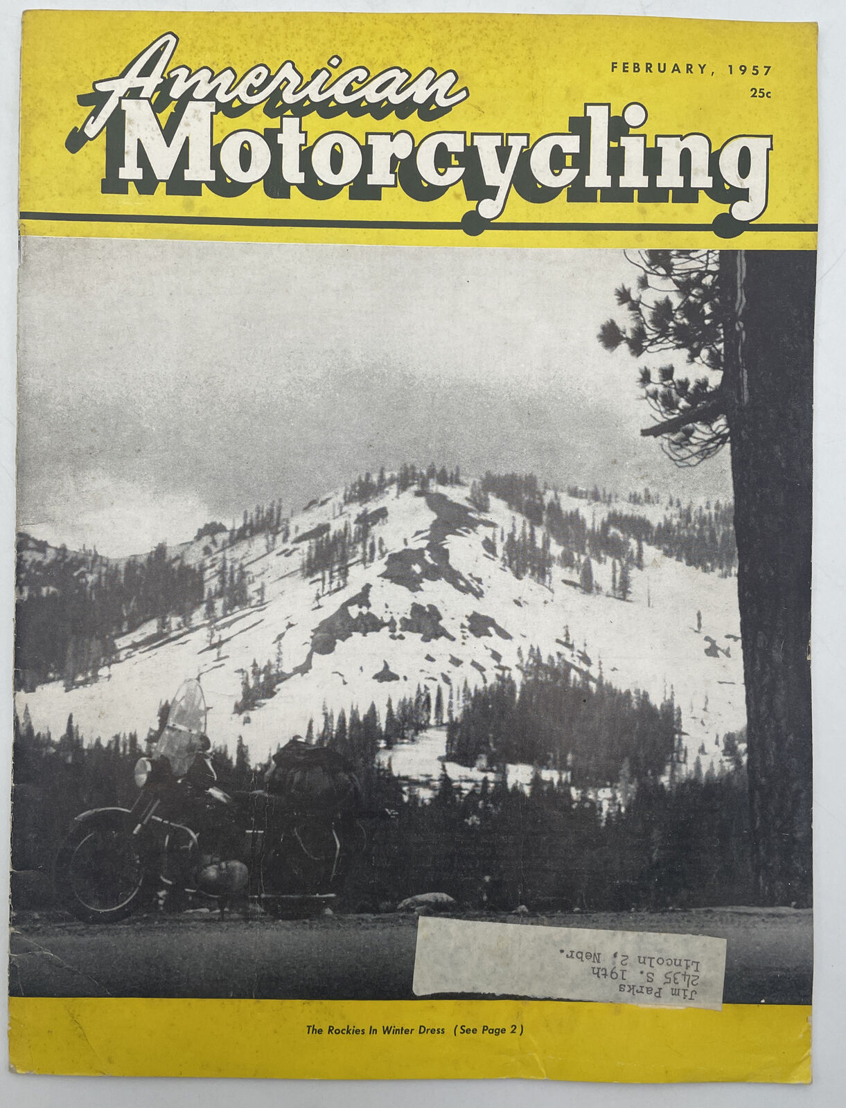 AMERICAN MOTORCYCLING MAGAZINE FEBRUARY 1957 THE ROCKIES IN WINTER GREAT ADS