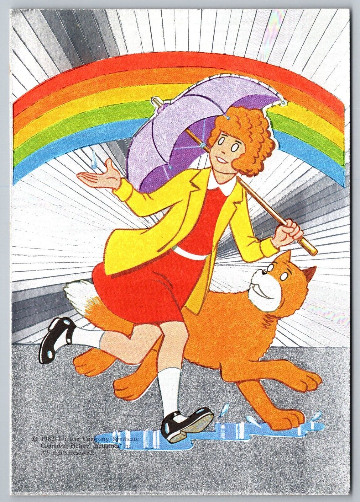 Little orphan Annie and her dog Sandy Dufex foil postcard. Postcrossing