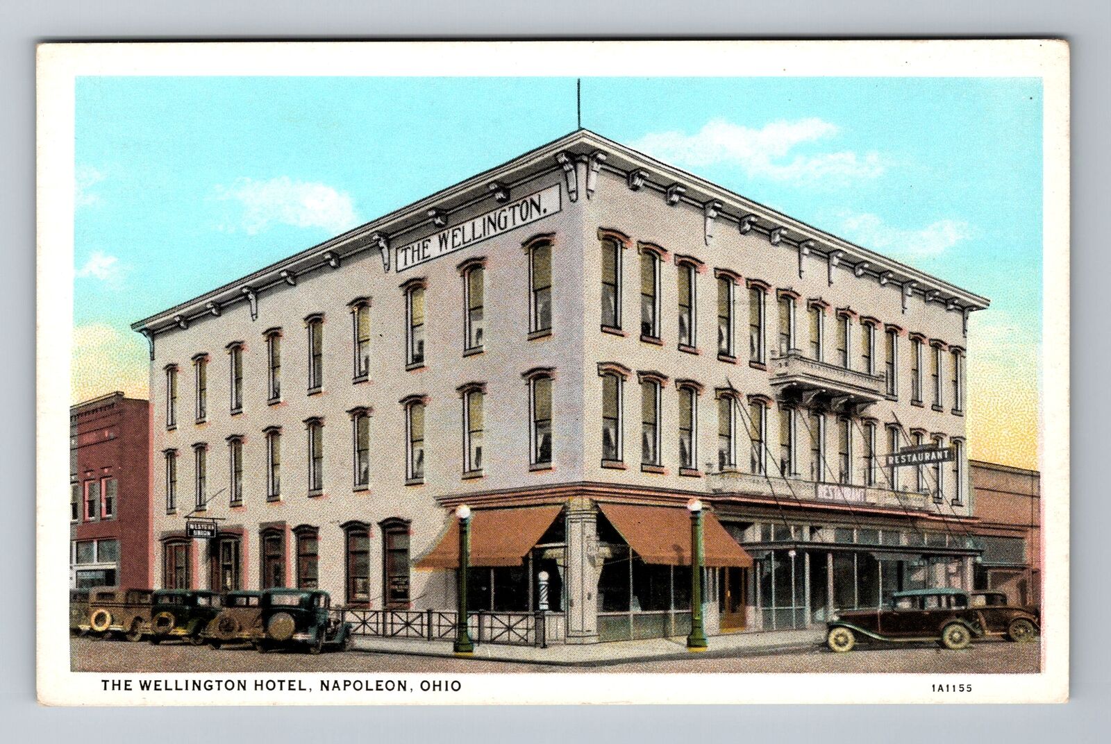 Napoleon OH-Ohio, Wellington Hotel, Advertising, Antique Vintage Postcard