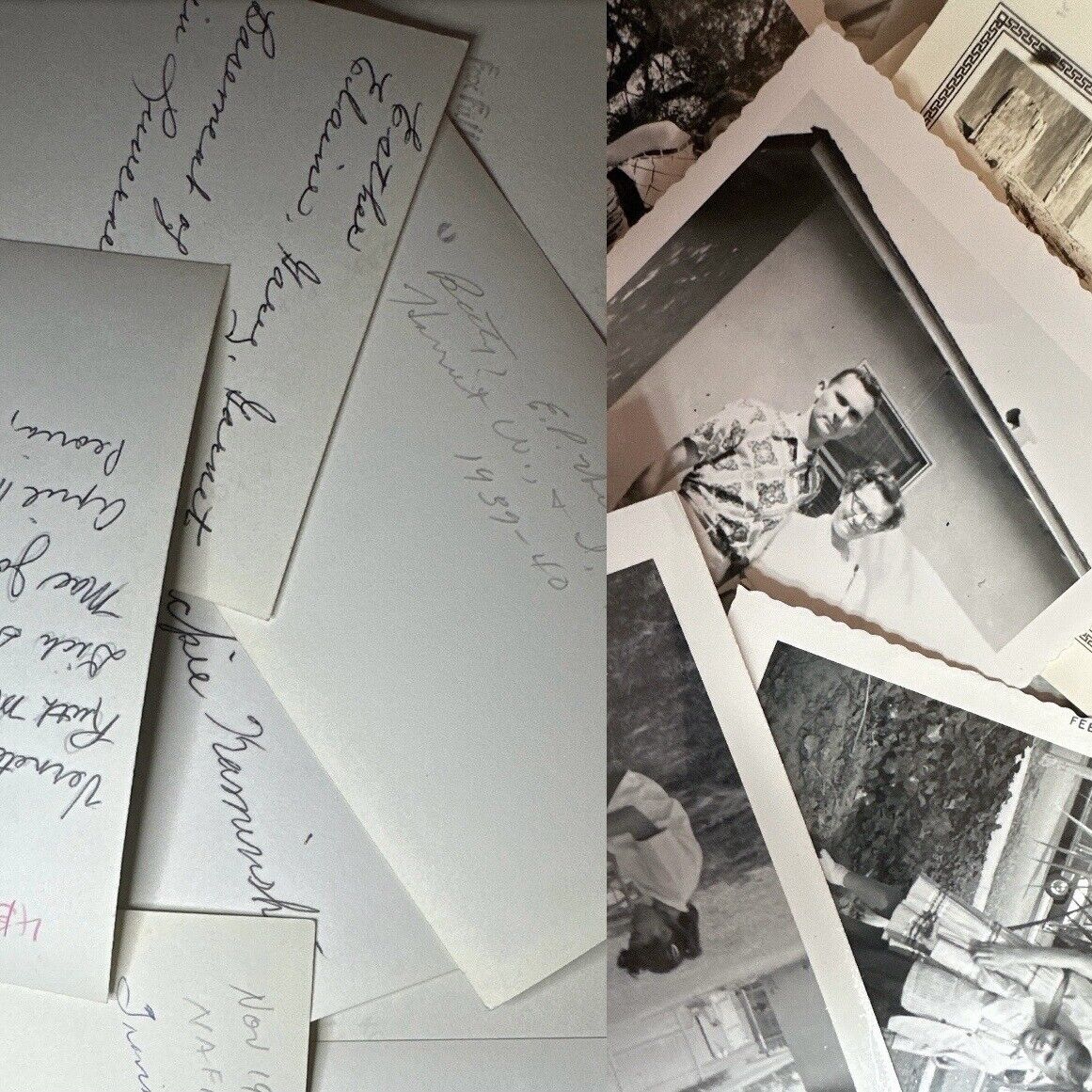 ANTIQUE PHOTOS W/ NAMES *LOT of 15* for GENEALOGY PRACTICE B&W vintage snapshots