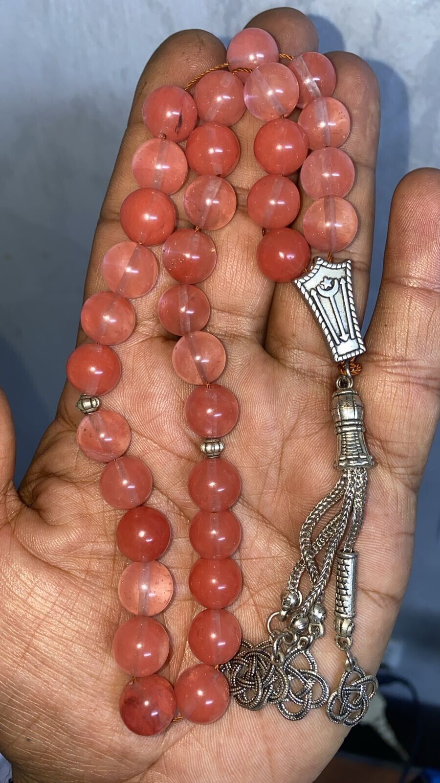 real 33 Prayer Beads islamic natural pink dur najaf prayer مسبحة در النجف الوردي