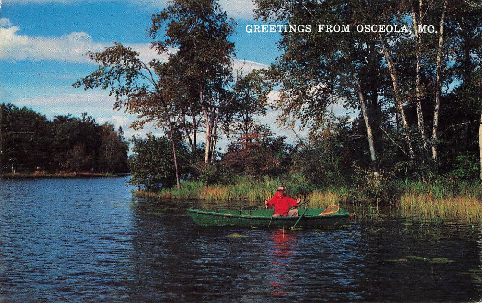 Postcard Fly Fishing and Greetings from Osceola, Missouri